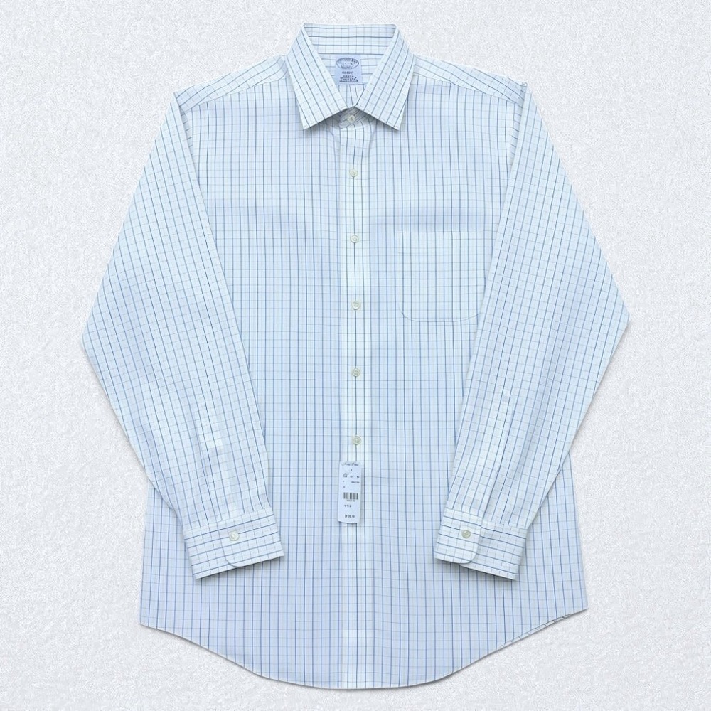Brooks Brothers Dress Shirt Mens 15.5 33 White Blue Yellow Regent Tattersall NWT